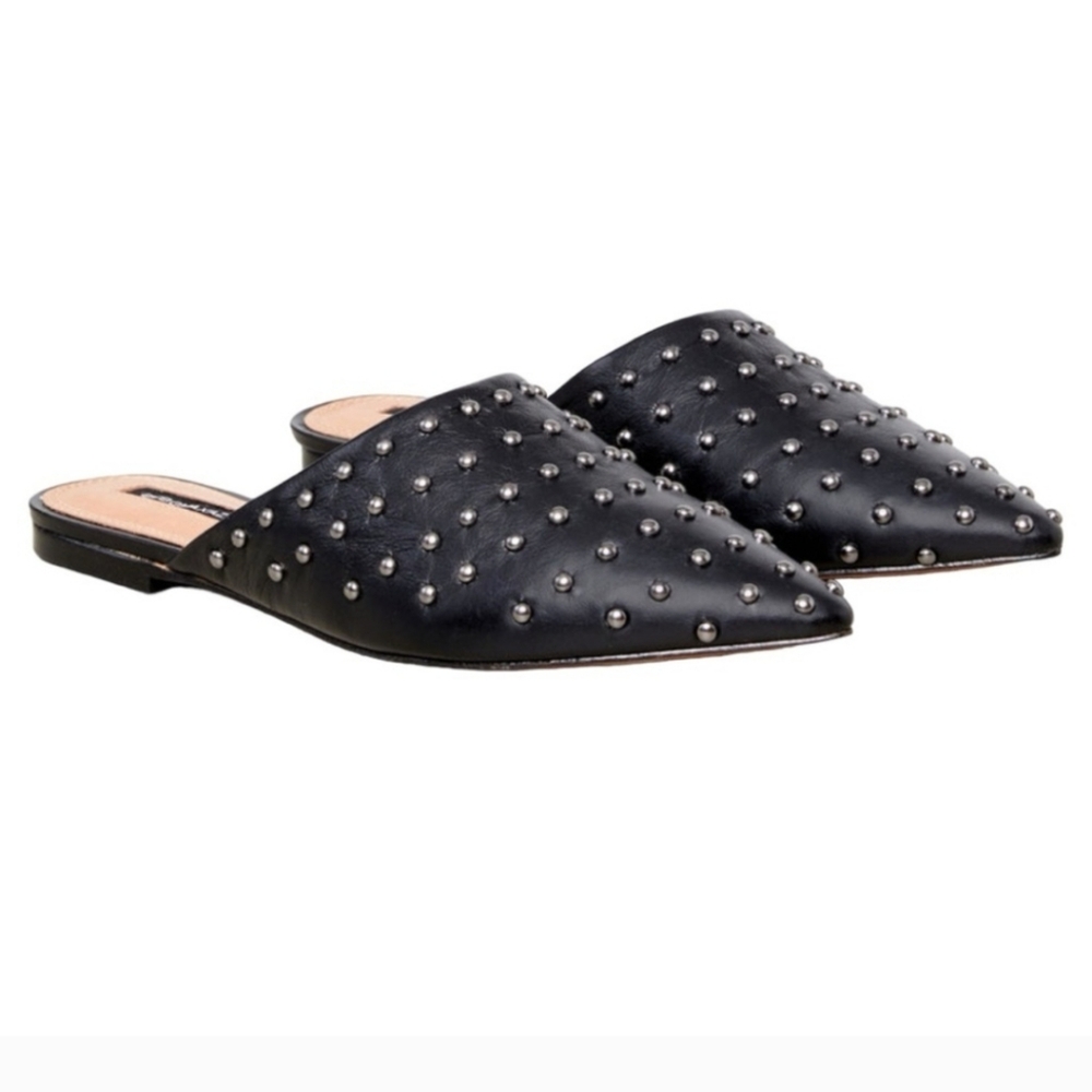 BCBGMAXAZRIA Palino Studded Leather Flat Mules Size 7